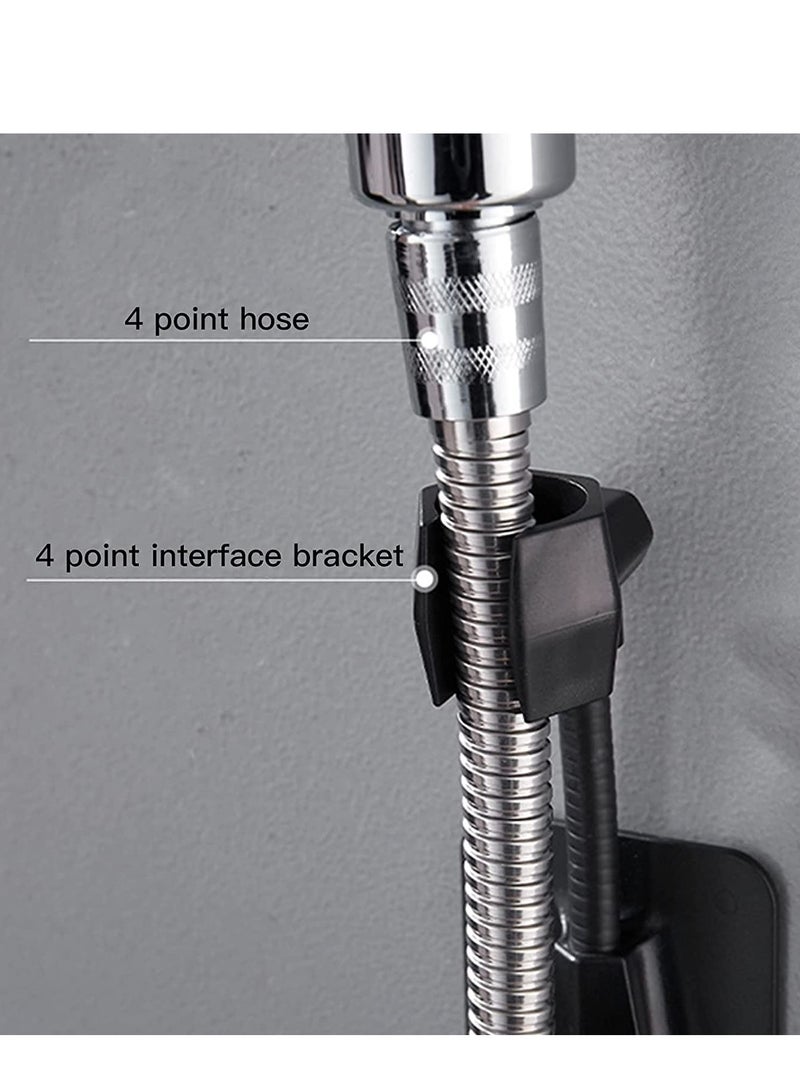 Shower Head Holder, 360 Degree Adjustable Showerhead Bracket, No-Punching Wall Mounted Shower Head Bracket 4Pcs (White+Black) - Image 2